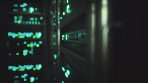 Clean industrial interior of a data server room with servers Stock Illustration