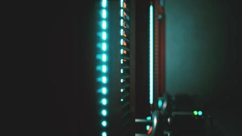 Clean industrial interior of a data server room with servers Stock Illustration