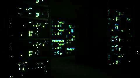 Clean industrial interior of a data server room with servers Stock Illustration