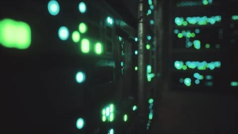 Clean industrial interior of a data server room with servers Stock Illustration