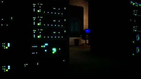 Clean industrial interior of a data server room with servers Stock Illustration