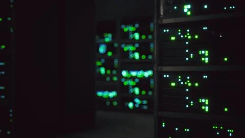 Clean industrial interior of a data server room with servers Stock Illustration
