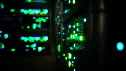 Clean industrial interior of a data server room with servers Stock Illustration