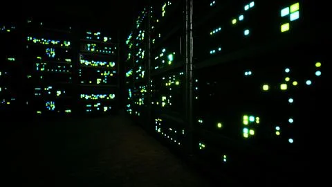 Clean industrial interior of a data server room with servers Stock Illustration