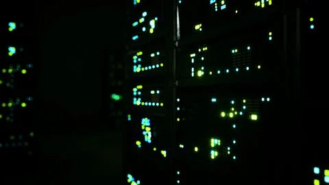 Clean industrial interior of a data server room with servers Stock Illustration