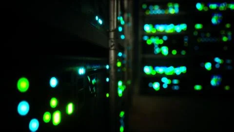 Clean industrial interior of a data server room with servers Stock Illustration