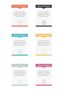 Clean infographic layout with six customizable sections. Illustrazione stock