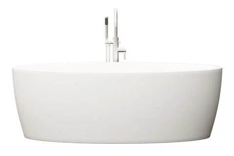 A clean, isolated bathtub is displayed from the front. The structure is simpl Stock Illustration