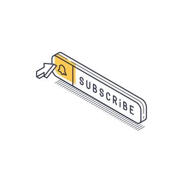 Clean isometric design featuring a subscription button with notification symb 스톡 일러스트
