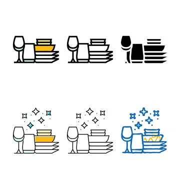Clean kitchen variations utensils color icon vector Stock Illustration