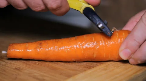 Clean the Knife Carrots Stock Footage 64273074