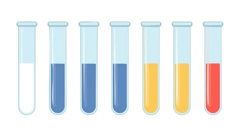 Clean laboratory equipment composition featuring aligned glass tubes with f.. Stock Illustration