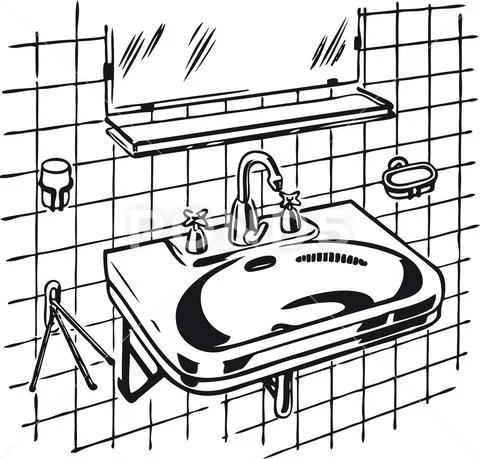 Clean lavabo, Retro Vector Illustration Stock Illustration