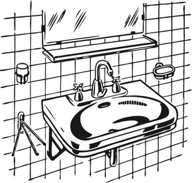 Clean lavabo, Retro Vector Illustration Stock Illustration