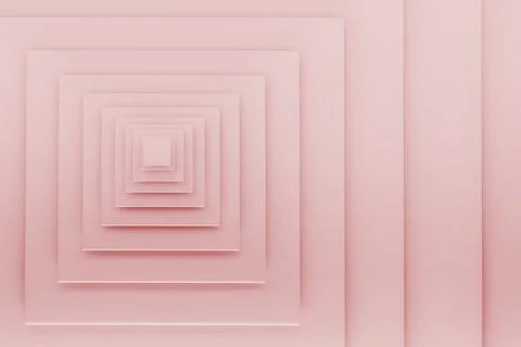 Clean light pink concentric squares recede in a perfect recursive tunnel, cre Stock Illustration