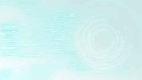 Clean light tech interface visual with pale cyan circuits, soft HUD rings, and b Stock Footage 340550084