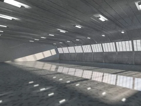 Clean light warehouse background. 3D Stock Illustration