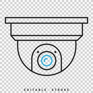 A clean line art icon of a dome security camera. Stock Illustration