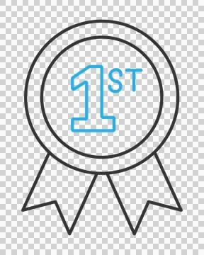 A clean line art icon of a first place award ribbon. Stock Illustration
