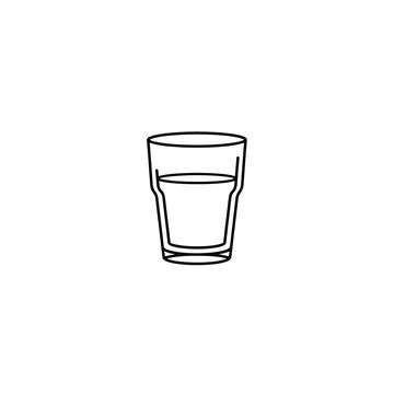 Clean line art vector icon of a glass of water for drink menus Stock Illustration