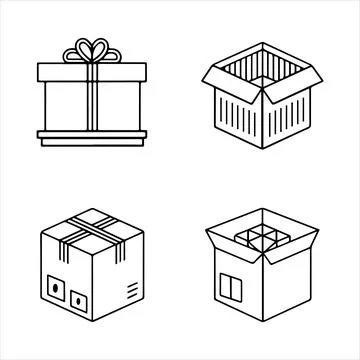 Clean line icons of box Illustrazione stock