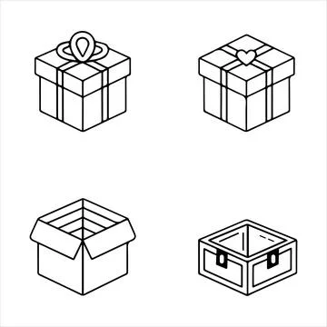 Clean line icons of boxes. Stock Illustration
