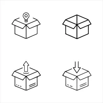 Clean line icons of boxes. Stock Illustration