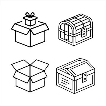 Clean line icons of boxes. Stock Illustration