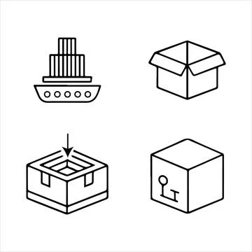 Clean line icons of boxes. Stock Illustration