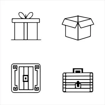 Clean line icons of boxes. Stock Illustration