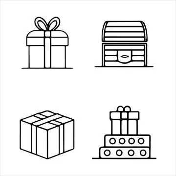 Clean line icons of boxes. Illustrazione stock