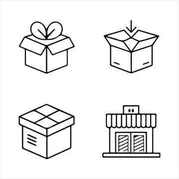 Clean line icons of boxes. Stock Illustration