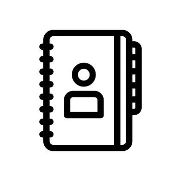 A clean linear address book icon for contact management systems. Stock Illustration