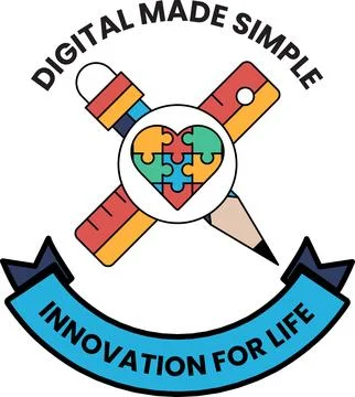 Clean lines form a digital tools emblem Illustrazione stock