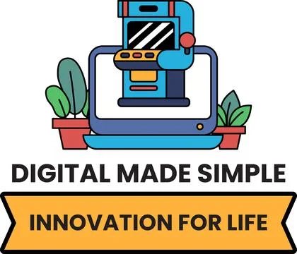 Clean lines show digital tech with natural elements 스톡 일러스트