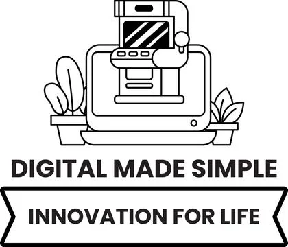 Clean lines show digital tech with natural elements イラスト素材