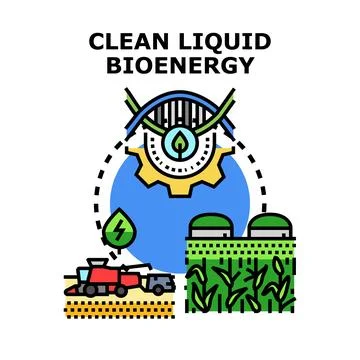 Clean liquid bioenergy production process concept Stock Illustration
