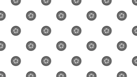 Clean looping animation featuring grey car tires gliding across the screen. Stock Footage 325719803