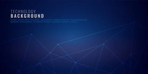 Clean low poly network lines technology background Stock Illustration