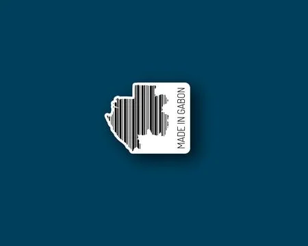 Clean "Made in Gabon" barcode map sticker Stock Illustration
