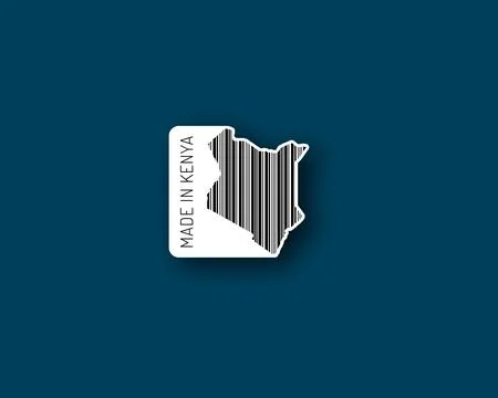 Clean "Made in Kenya" barcode map sticker Stock Illustration