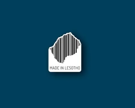 Clean “Made in Lesotho” barcode sticker Stock Illustration