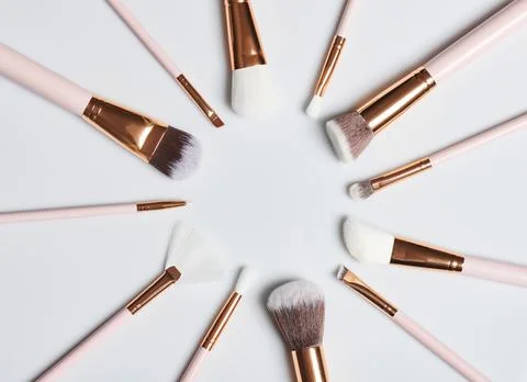 Clean make up brushes accessories Stock Photos