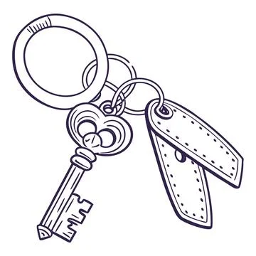 Clean Metal Keyring with Keys Vector Illustration Stock Illustration