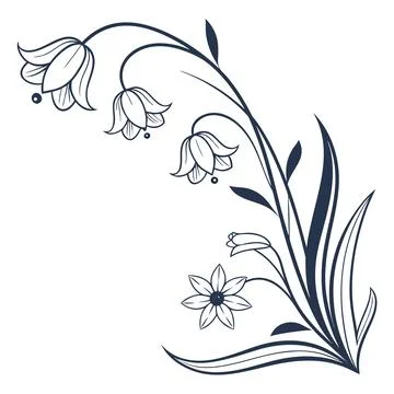 Clean Minimal Flower Corner Border Icon - Vector Art Stock Illustration