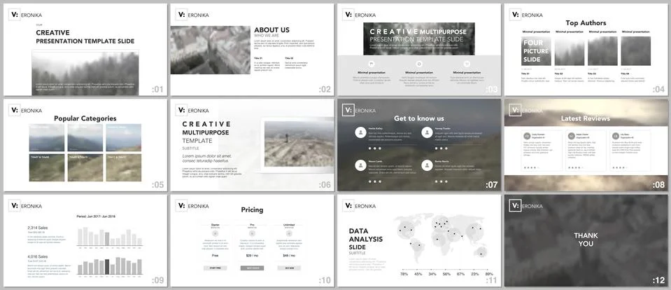 Clean, minimal presentation templates. Simple elements on white background for Stock Illustration
