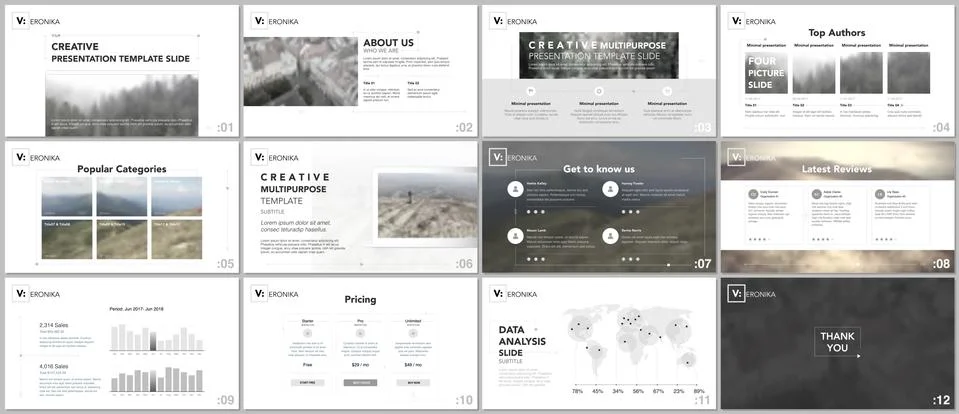 Clean, minimal presentation templates. Simple elements on white background for イラスト素材