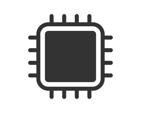 Clean, minimal vector icon depicting a microchip. Represents technology, pr.. Stock Illustration