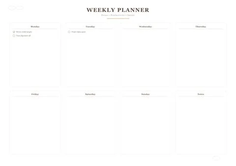 Clean Minimal Weekly Planner Schedule Stock Illustration