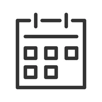 This clean, minimalist calendar outline vector icon is perfect for event sche Stock Illustration